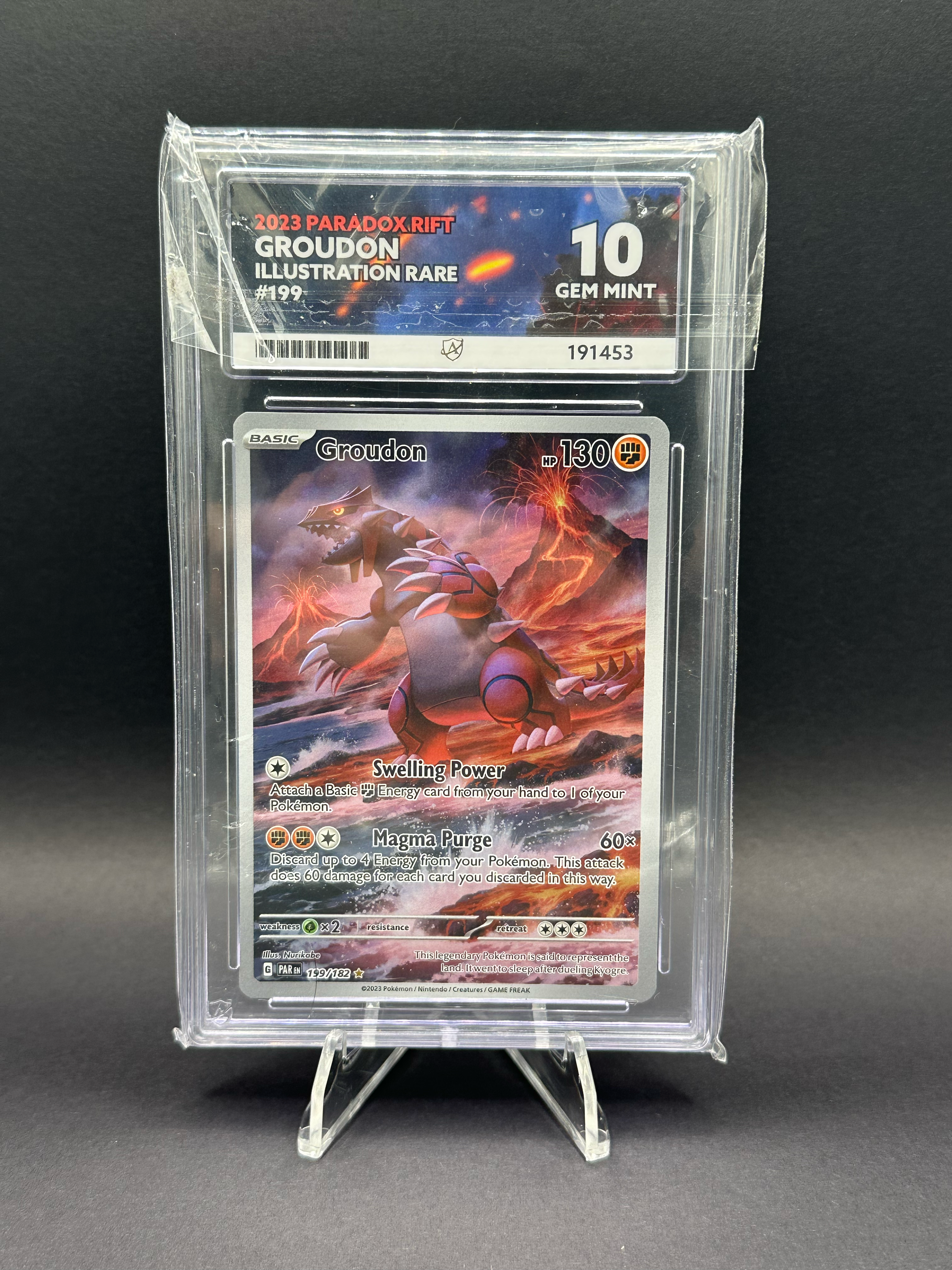 GEM MINT 10 Groudon #199 – Pokémon Paradox Rift Illustration Rare (Ace Graded)