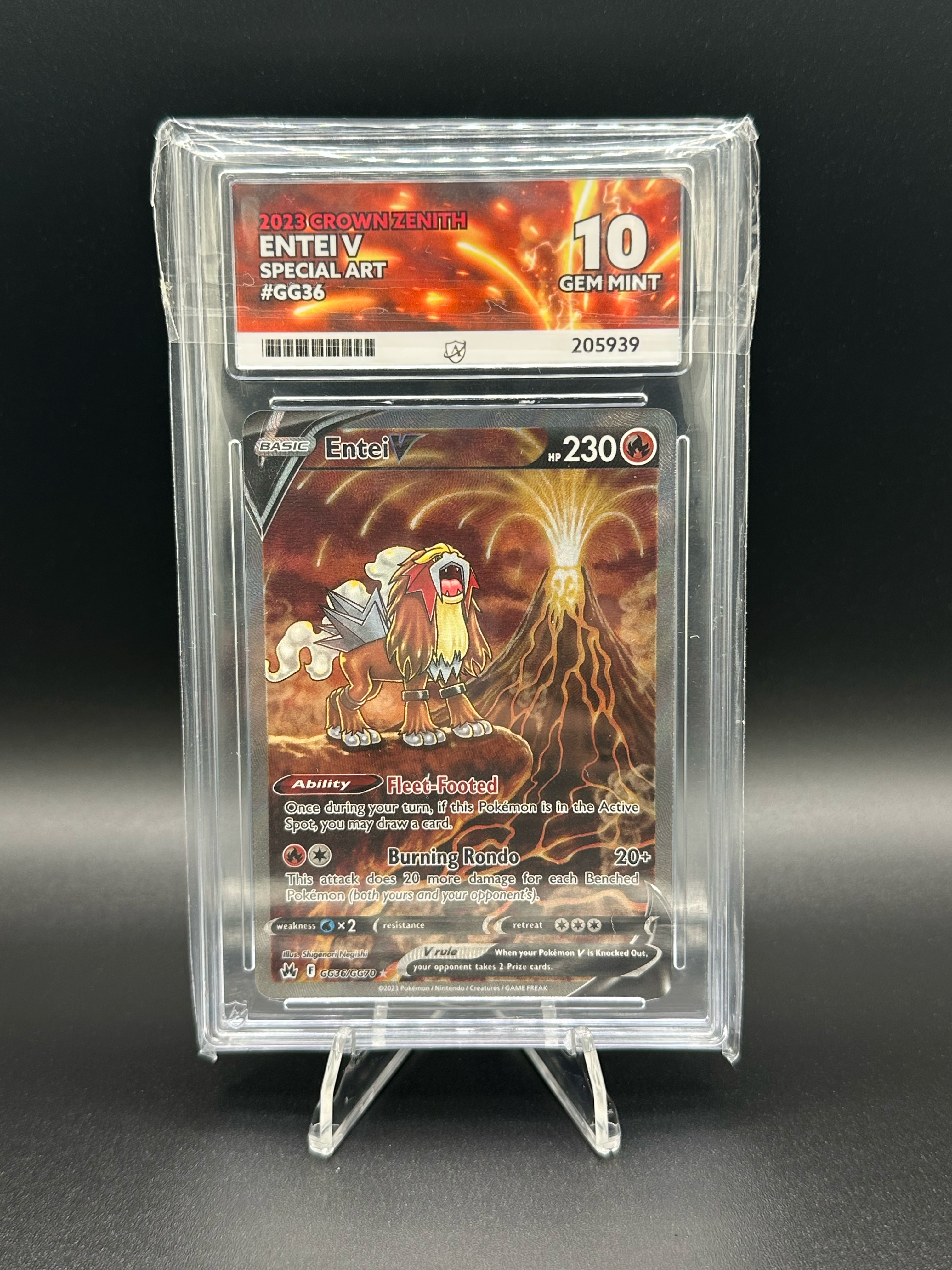 GEM MINT 10 Entei V #GG36 – Pokémon Crown Zenith Special Art (Ace Graded)